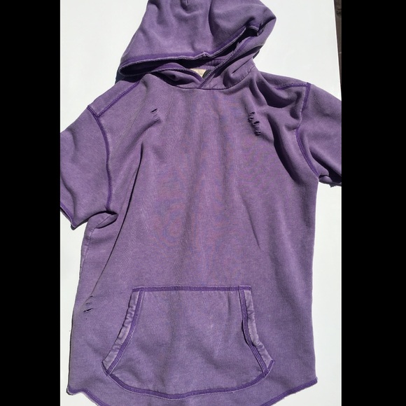 purple short sleeve hoodie